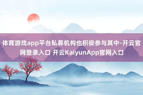 体育游戏app平台　　私募机构也积极参与其中-开云官网登录入口 开云KaiyunApp官网入口